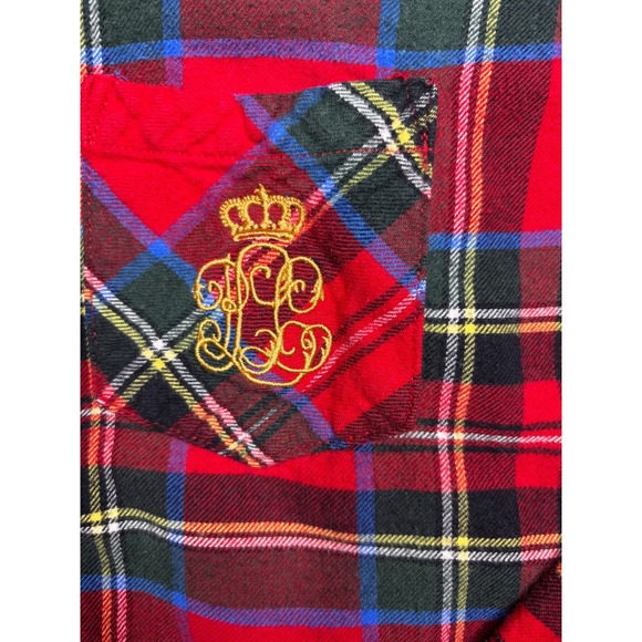 Ralph Lauren Women's Flannel Red Pajama Set Long Sleeve Cropped Pants Medium - Picture 3 of 10